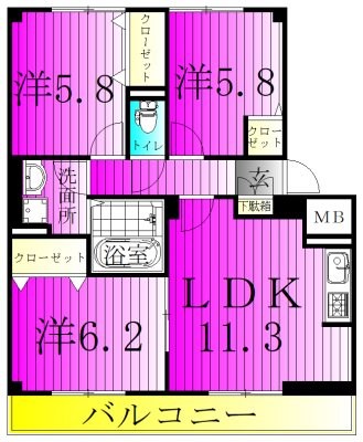 コンフォート新柏Ａ 102号室 間取り