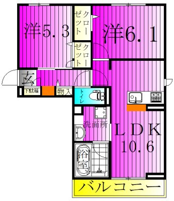 コニフェールⅢ 201号室 間取り