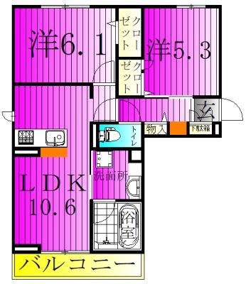 コニフェールⅢ 203号室 間取り