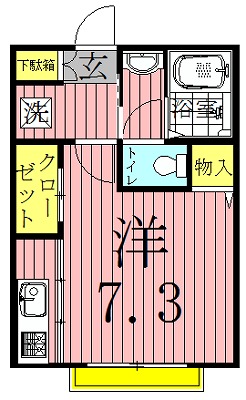 ローズ南柏 202号室 間取り