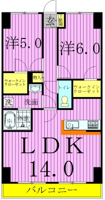 サンタバレー 102号室 間取り