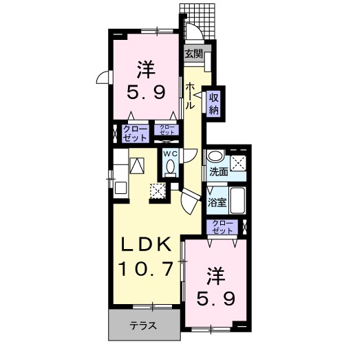 ソレイユ 104号室 間取り