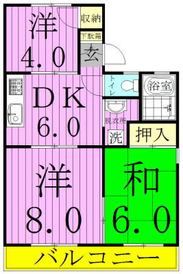 野口ハイツ 206号室 間取り