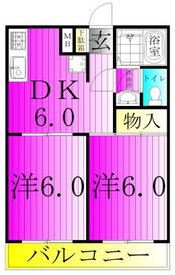 サンハイツ梅郷 208号室 間取り