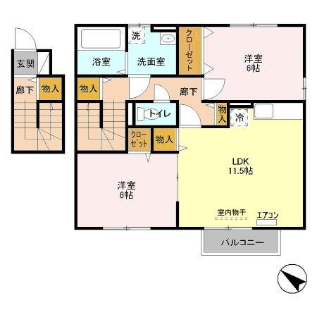 センターフィールドＢ 201号室 間取り