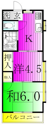 シャンハイツカジクラ 201号室 間取り