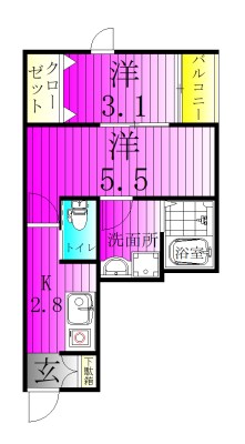 Ａｚｕｒｅ　Ｔｏｋｉｗａｄａｉｒａ（アジュール常盤平） 201号室 間取り