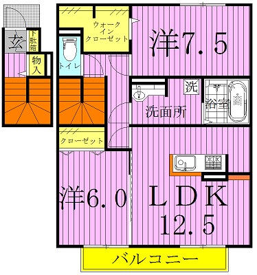 プリマヴェーラＢ 205号室 間取り