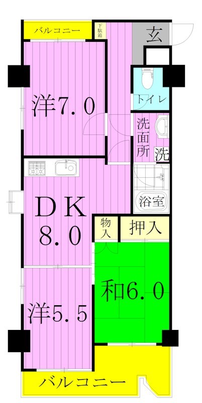 スカイハイツＹＯＳＨＩＭＩ 間取り図