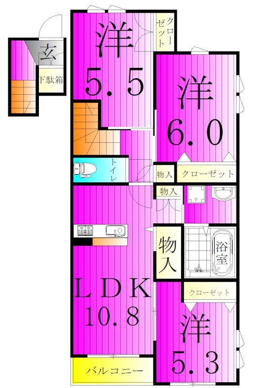 メゾンクレール日暮South 201号室 間取り