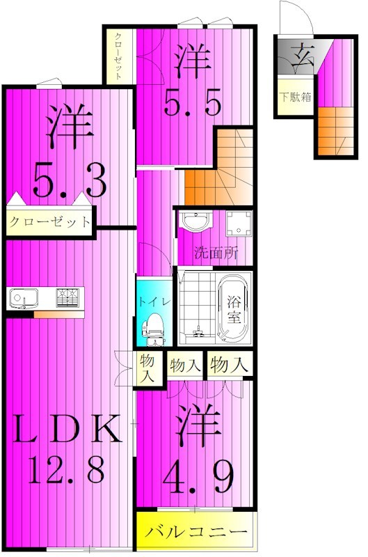 メゾンクレール日暮South 202号室 間取り