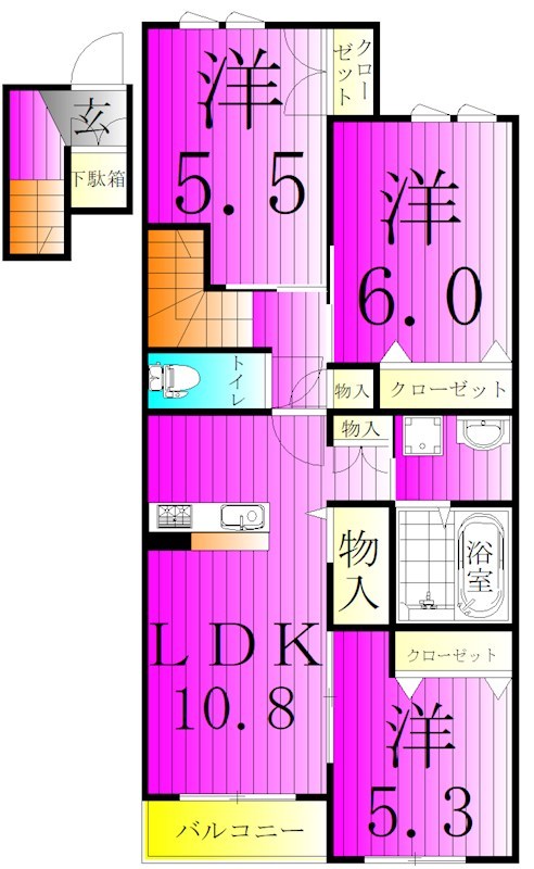 メゾンクレール日暮South 203号室 間取り