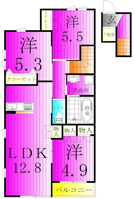 メゾンクレール日暮South 206号室 間取り