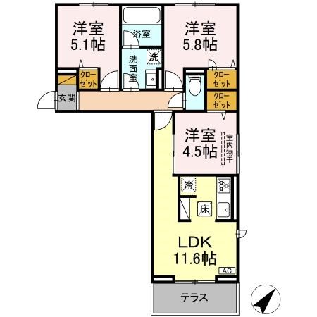 ハイクレスト 101号室 間取り