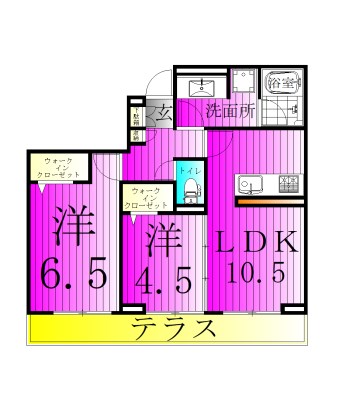 ハイクレスト 102号室 間取り