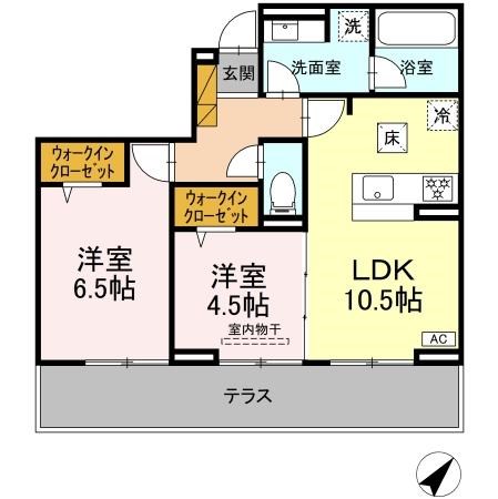 ハイクレスト 102号室 間取り