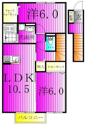 ベルウィルB 203号室 間取り
