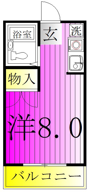 オーキスビル 2-D号室 間取り