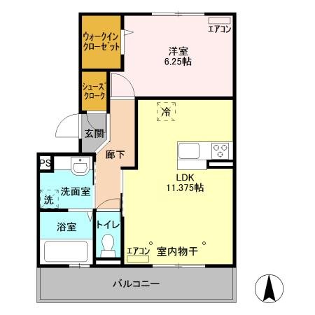 グレイスコートB棟 203号室 間取り