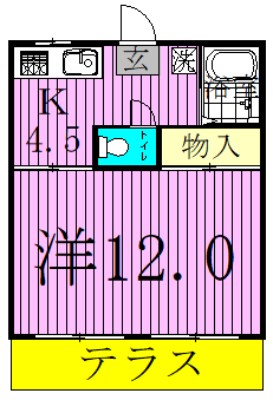 ハイツセキスイＢ 102号室 間取り