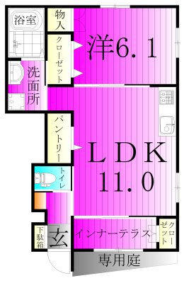 クレシア 105号室 間取り