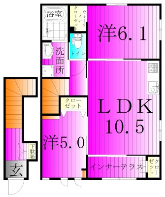 クレシア 205号室 間取り
