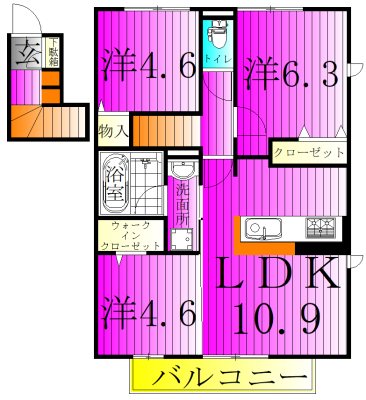 ミルヴィラージュ 201号室 間取り