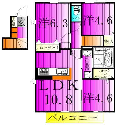ミルヴィラージュ 203号室 間取り