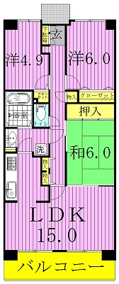白井ロジュマン 622号室 間取り