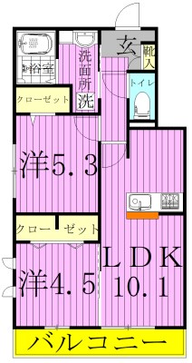 レガーメ 105号室 間取り