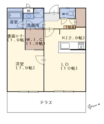 メイクスＦ棟 104号室 間取り