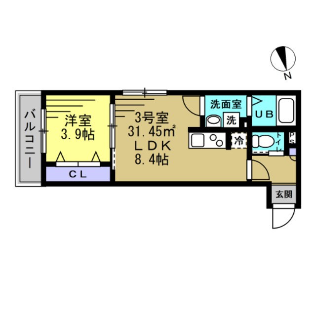 A＇s Crest 103号室 間取り
