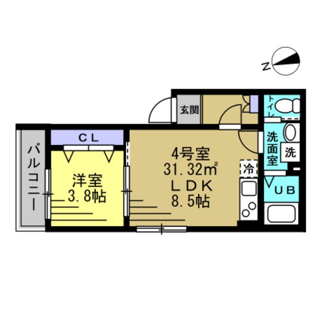 A＇s Crest 104号室 間取り