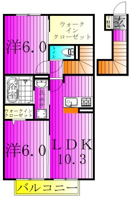 エスポワールB 202号室 間取り