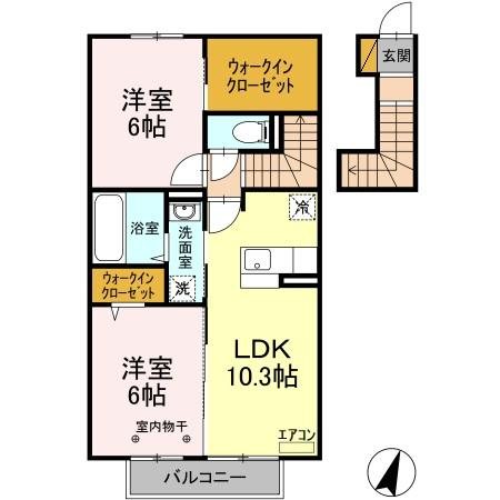 エスポワールB 202号室 間取り