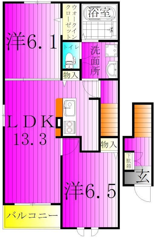 エスタブレＡ 201号室 間取り