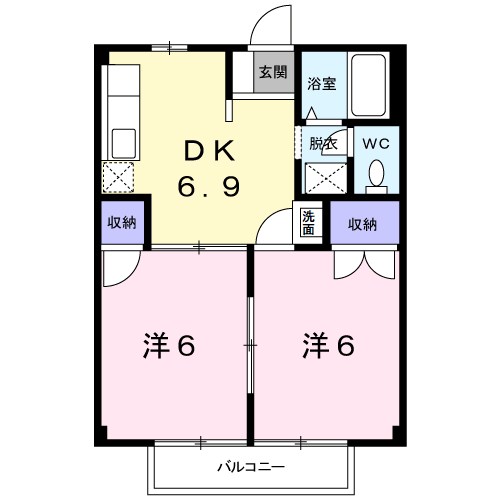 サンライズ皆川Ⅰ 202号室 間取り