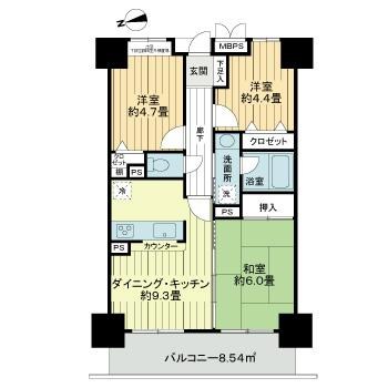 ライオンズプラザ松戸中央公園 1102号室 間取り