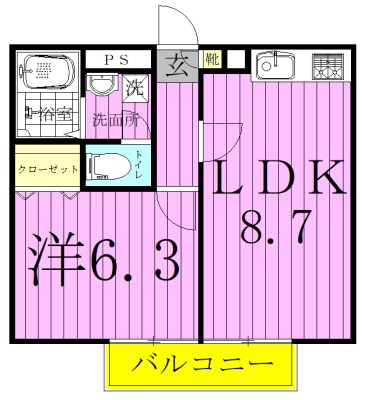 アムール　Ｃａｇｅ 102号室 間取り