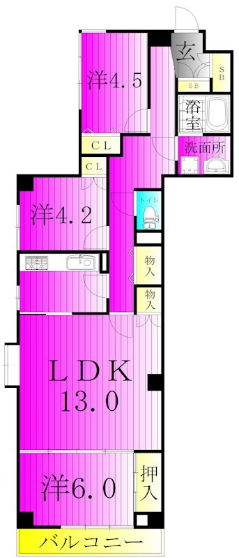 ＴＱレジデンス柏 301号室 間取り