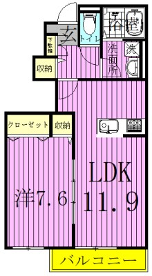 クレール流山おおたかの森 102号室 間取り