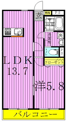 アムールetoile 202号室 間取り