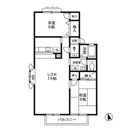 コーポリンクル　Ａ棟 205号室 間取り