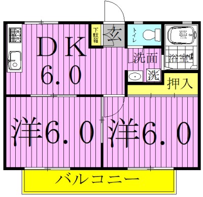 パナハイツ丹羽 102号室 間取り