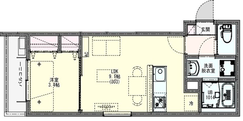 KLEIS常盤平 303号室 間取り