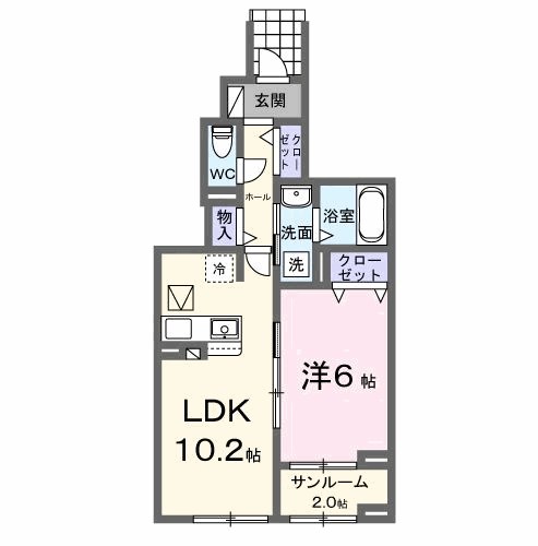 イーストフィールドⅠ 102号室 間取り