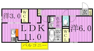 ロイヤルマイン 303号室 間取り
