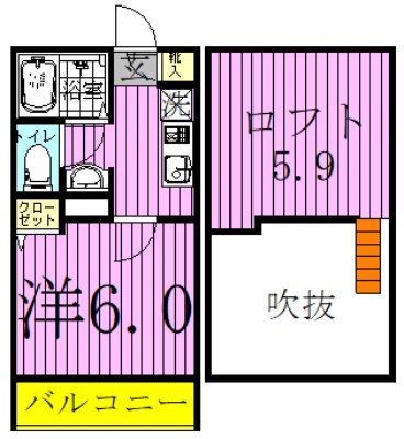 krasuco柏 105号室 間取り