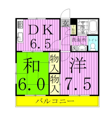 レクコーポ常盤平Ｂ 101号室 間取り