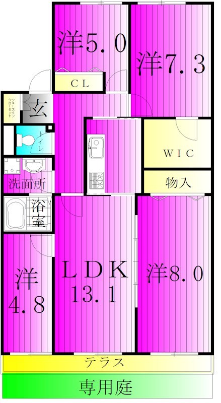 パシフィック我孫子グリーンタウン16号棟 間取り